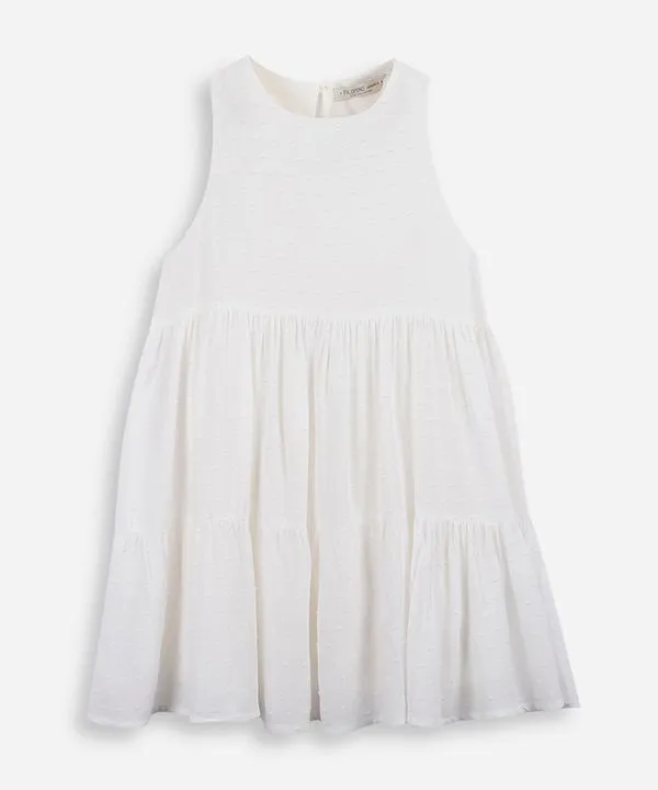 vestido infantil de viscose com recortes texturizado off white 6