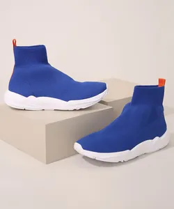 Tênis Masculino Esportivo Knit Cano Alto Azul 38