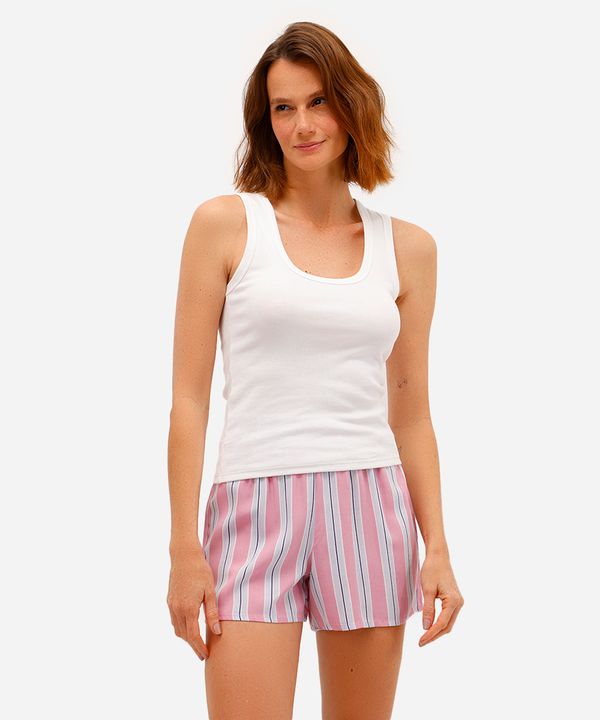 short de pijama feminino avulso em viscose listrado rosa P