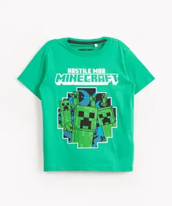 camiseta infantil de malha minecraft manga curta verde 6