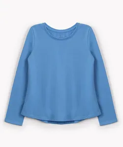 camiseta de algodão infantil manga longa azul 4