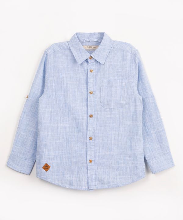 camisa infantil de algodão manga longa azul claro 8