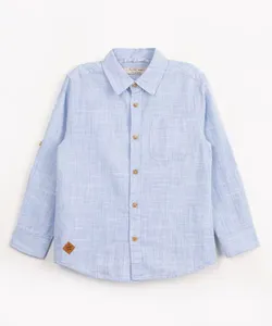camisa infantil de algodão manga longa azul claro 12