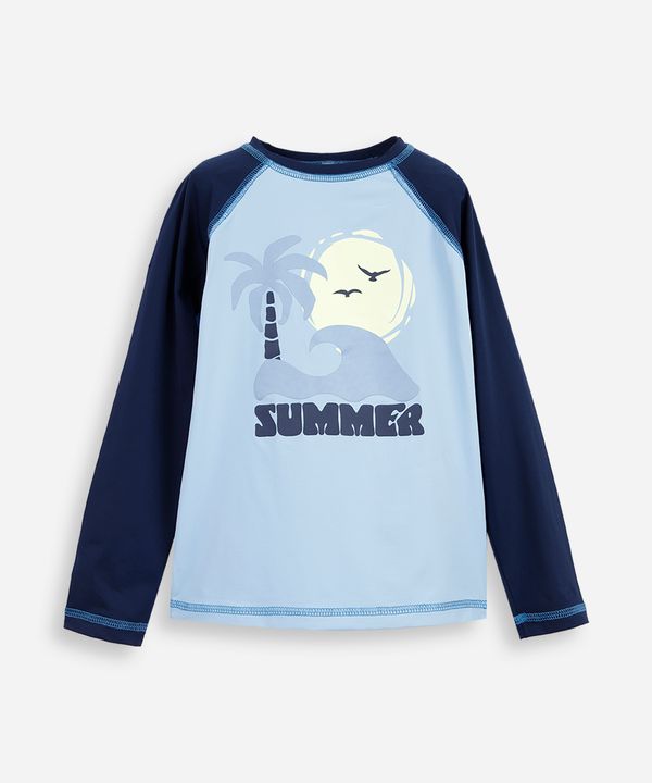 camiseta infantil manga longa proteção uv surf azul 4