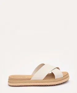 rasteirinha flat tiras cruzadas beira rio off white 37