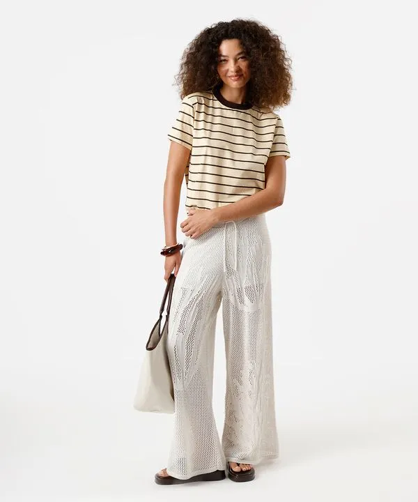 calça pantalona feminina de tricot off white M