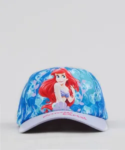 Boné Infantil Aba Curva Estampado Pequena Sereia Ariel Azul M