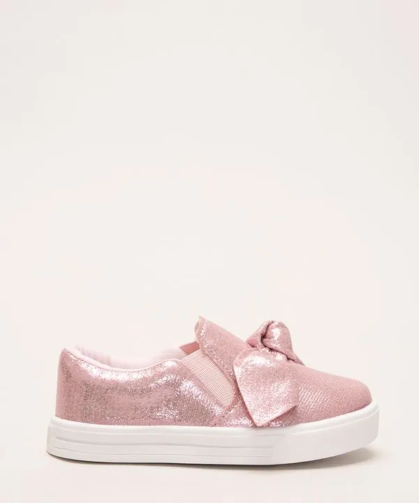 tênis infantil slip on com laço rosa 21