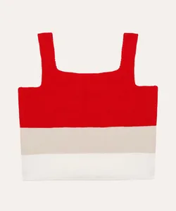 cropped de tricot infantil listrado vermelho 10