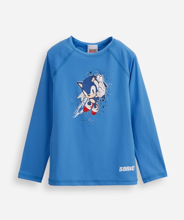 camiseta infantil manga longa proteção uv sonic azul 10