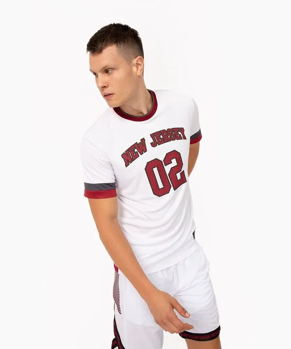 camiseta basquete new jersey manga curta esportiva branco GG