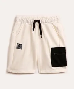 bermuda infantil de moletom cargo branca 12