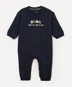 macacão infantil longo dinossauro azul médio 3-6