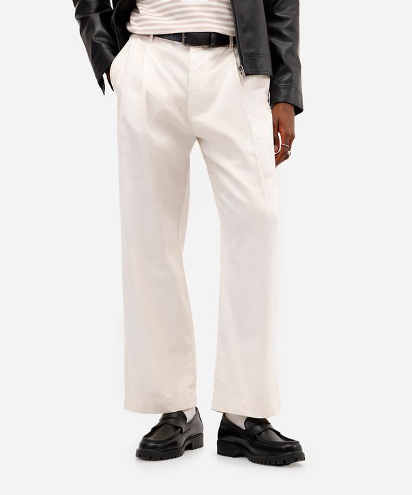 calça baggy chino masculina de sarja off white 42
