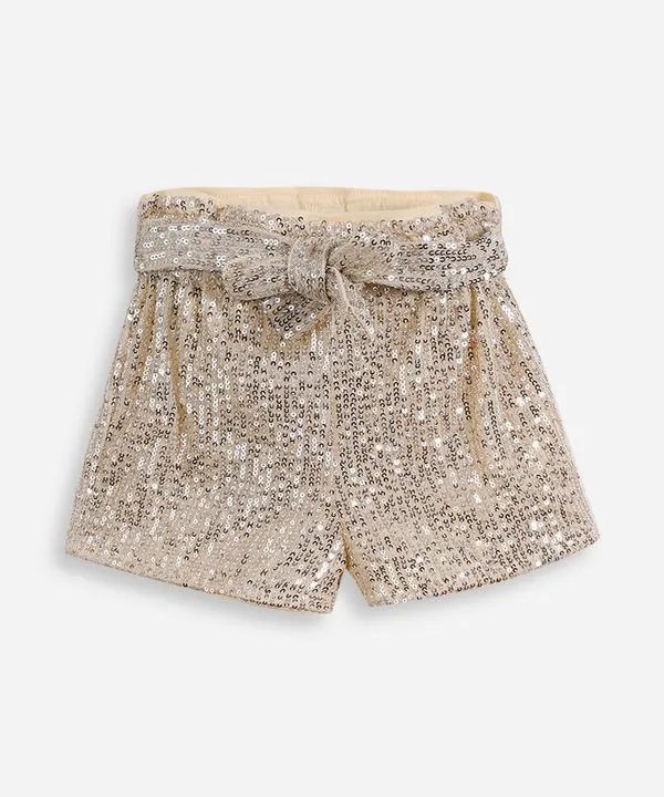 short clochard infantil de paetê dourado 5
