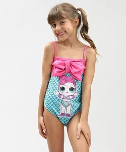 Maiô Infantil LOL Surprise Estampado com Laço Proteção UV50+ Verde Água 6