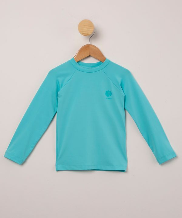 camiseta de praia infantil com proteção uv50+ azul 4