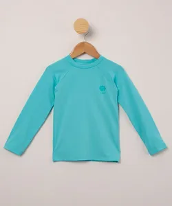 camiseta de praia infantil com proteção uv50+ azul 10