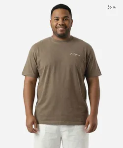 camiseta masculina de algodão estampada plus size bege GG4
