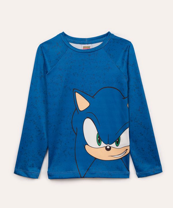 camiseta infantil sonic manga longa proteção uv azul 6