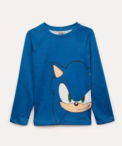 camiseta infantil sonic manga longa proteção uv azul 12
