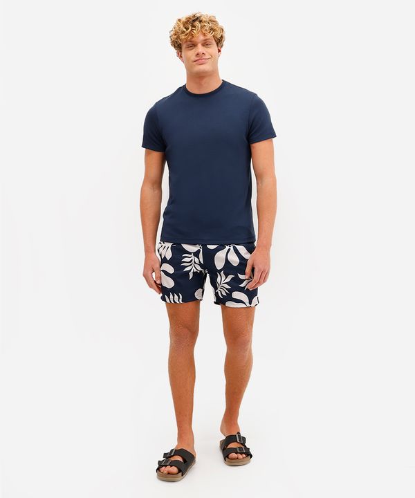 short masculino cós elástico floral azul P