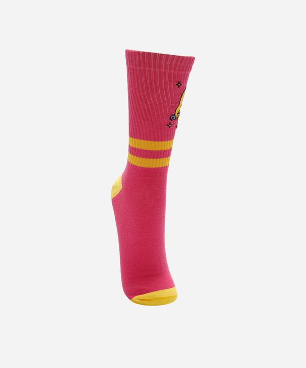 meia cano longo patinho rosa 41-43