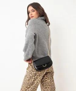bolsa croco com argola preto UNICO