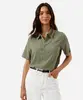 camisa básica feminina texturizada verde M