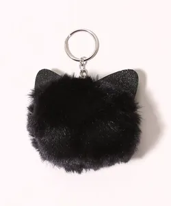 Chaveiro de Pelúcia de Gatinho com Glitter Preto Único