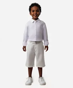 bermuda de sarja infantil com cinto branca 12
