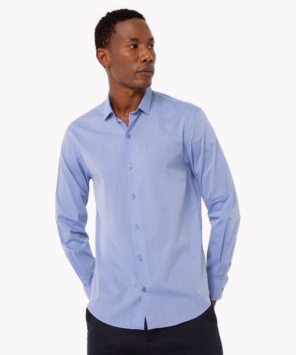 camisa de algodão comfort manga longa azul claro G