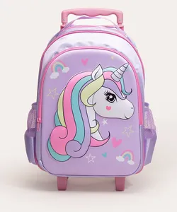 mochila infantil unicórnio com rodas lilás Único