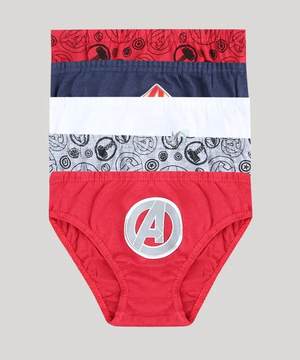 Kit de 5 Cuecas Infantis Os Vingadores Multicor 6