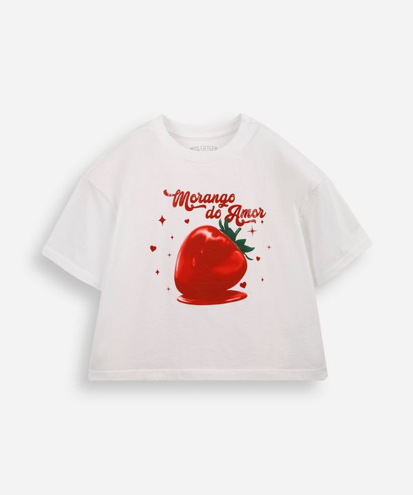 camiseta box juvenil de algodão morango do amor off white 10