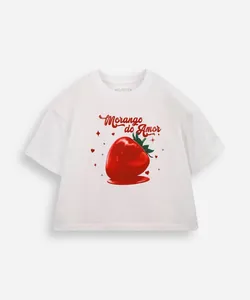 camiseta box juvenil de algodão morango do amor off white 12