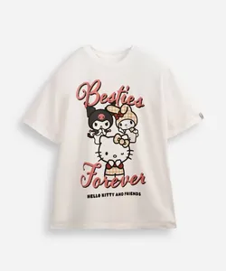 camiseta oversized juvenil de algodão hello kitty e amigos off white 14