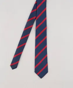 Gravata Masculina Listrada em Jacquard Azul Marinho Único
