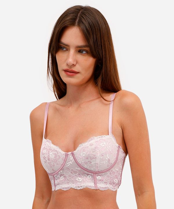 suitã meia taça feminino de renda sem bojo floral off white 48