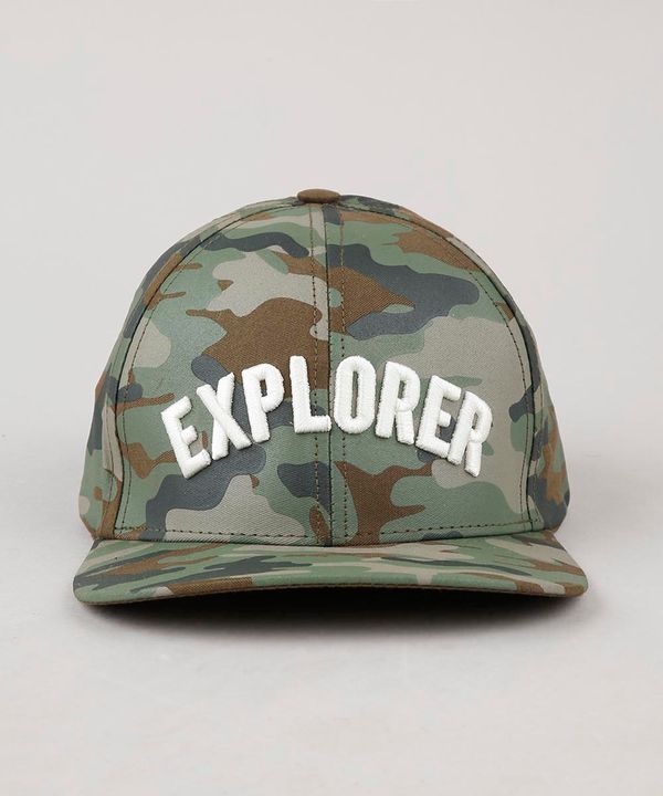 Boné Infantil Aba Reta Estampado Camuflado "Explorer" Verde Militar G