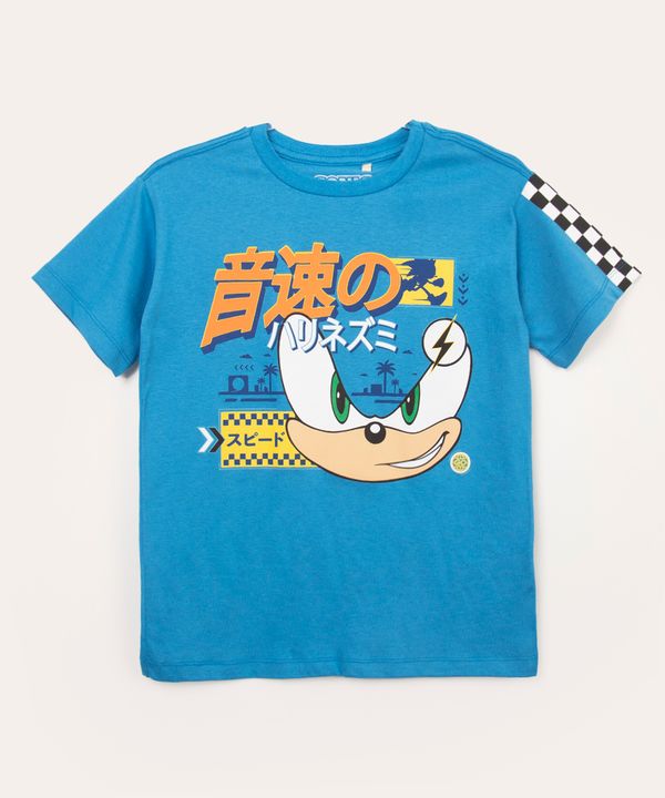 camiseta infantil manga curta sonic azul royal 12