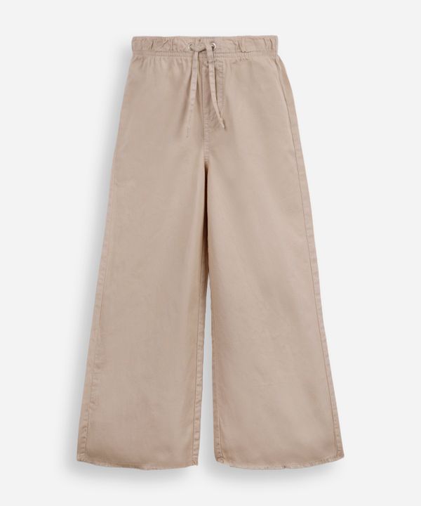 calça infantil wide leg cós elástico bege 1