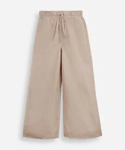 calça infantil wide leg cós elástico bege 4