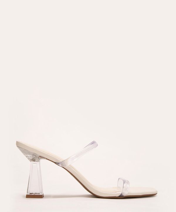 tamanco tiras finas salto alto transparente oneself off white 36