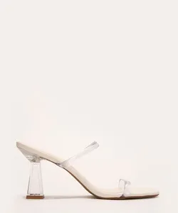 tamanco tiras finas salto alto transparente oneself off white 35