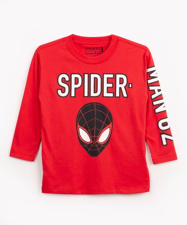 camiseta infantil de algodão homem aranha manga longa vermelho 4