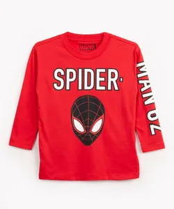camiseta infantil de algodão homem aranha manga longa vermelho 4