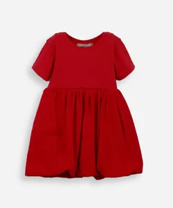 vestido balonê infantil de algodão bordado coração vermelho 5