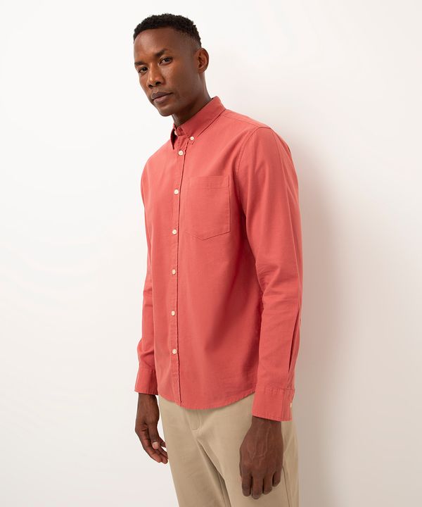 camisa comfort de sarja manga longa vermelho P