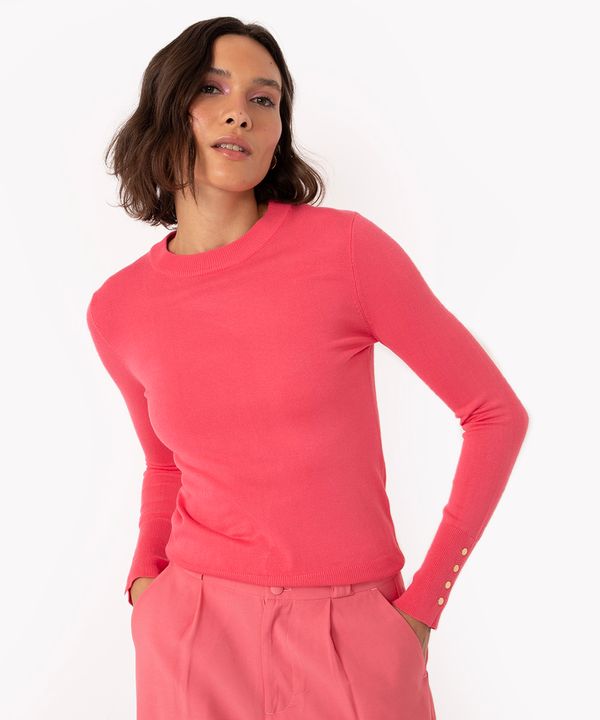 suéter de tricô com botões vinho - rosa P